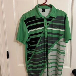 SLIGO Men's Green Striped Golf Shirt